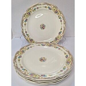 Vintage Mount Clemens Pottery “Mildred” 9" Plates – Set of 5 – Floral